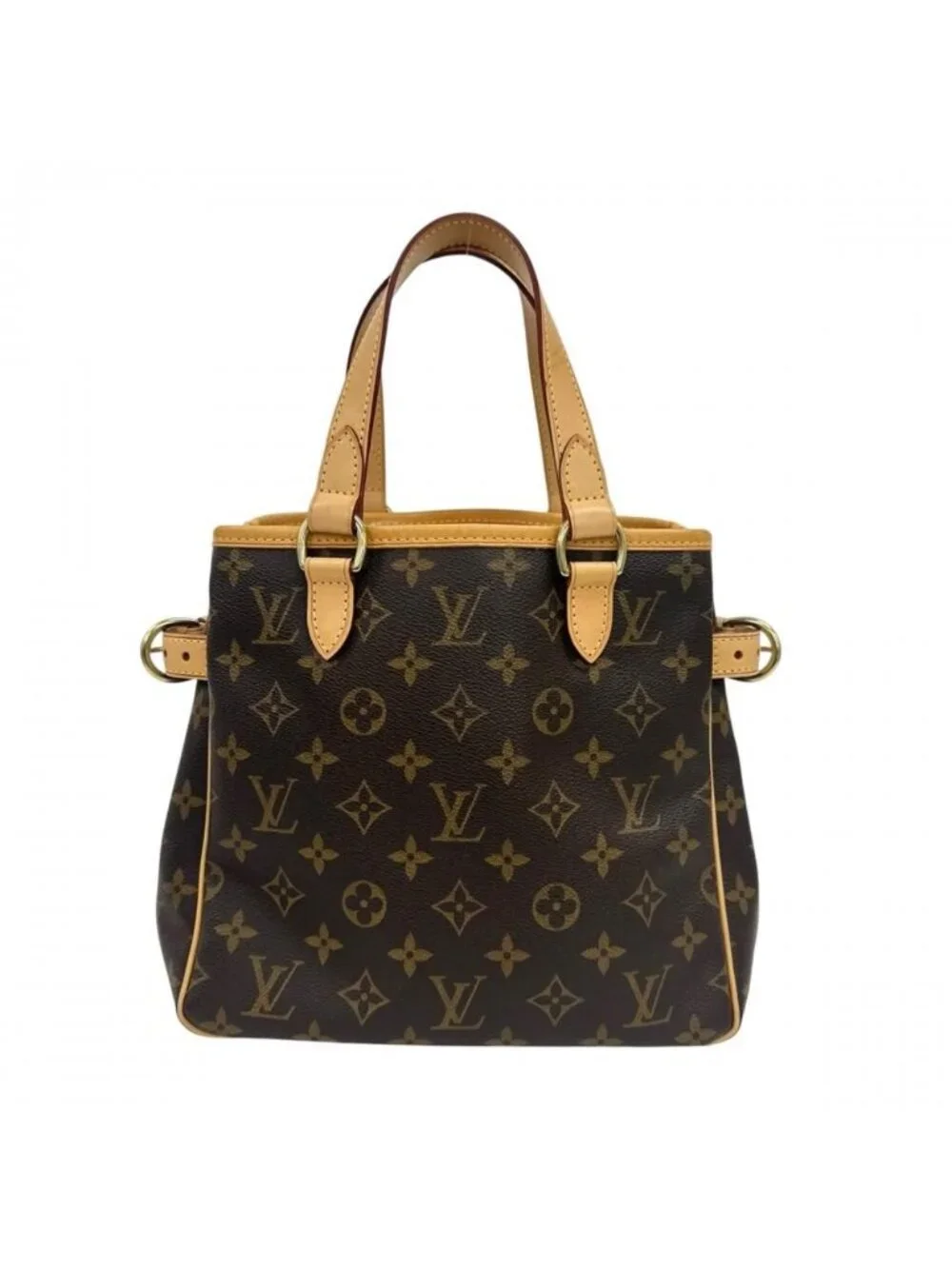 Louis Vuitton Handbag Batignolles Monogram Canvas Vachetta Leather Brown Gold